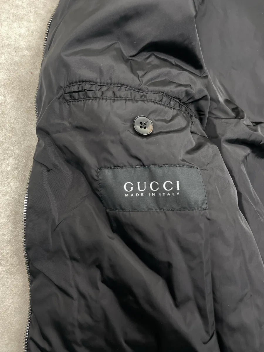 AW2008 Gucci Black Nylon Striped Rib Stand Collar Bomber Jacket by Frida Giannini taXhHOwD 13