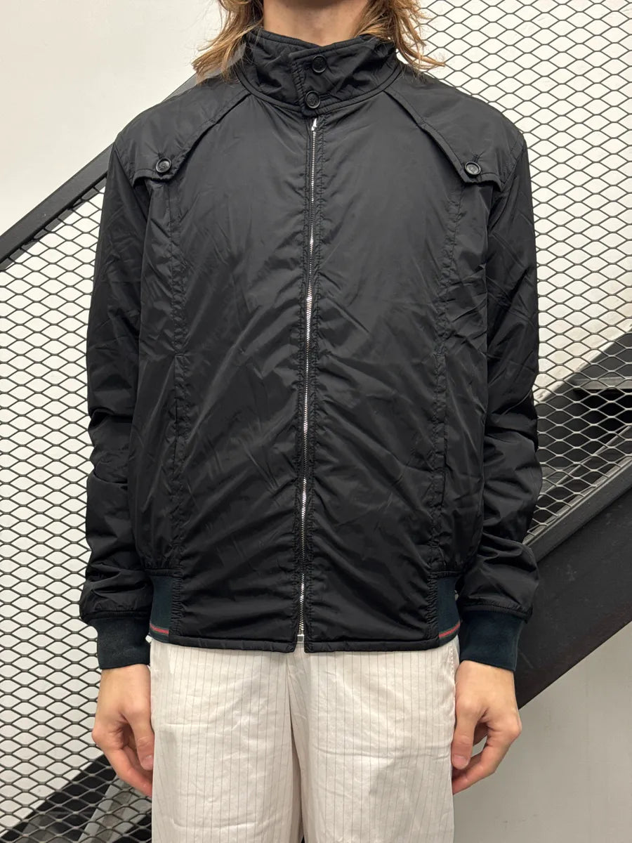 AW2008 Gucci Black Nylon Striped Rib Stand Collar Bomber Jacket by Frida Giannini taXhHOwD 1