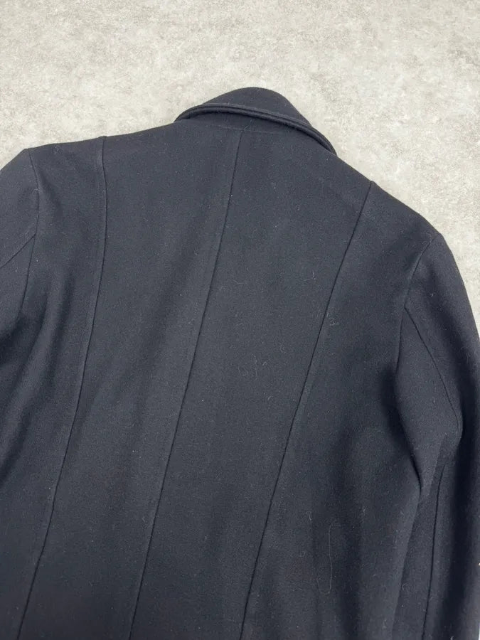 Takeshy Kurosawa Black Buttoned Officer Caban Jacket WUgOIHX 5