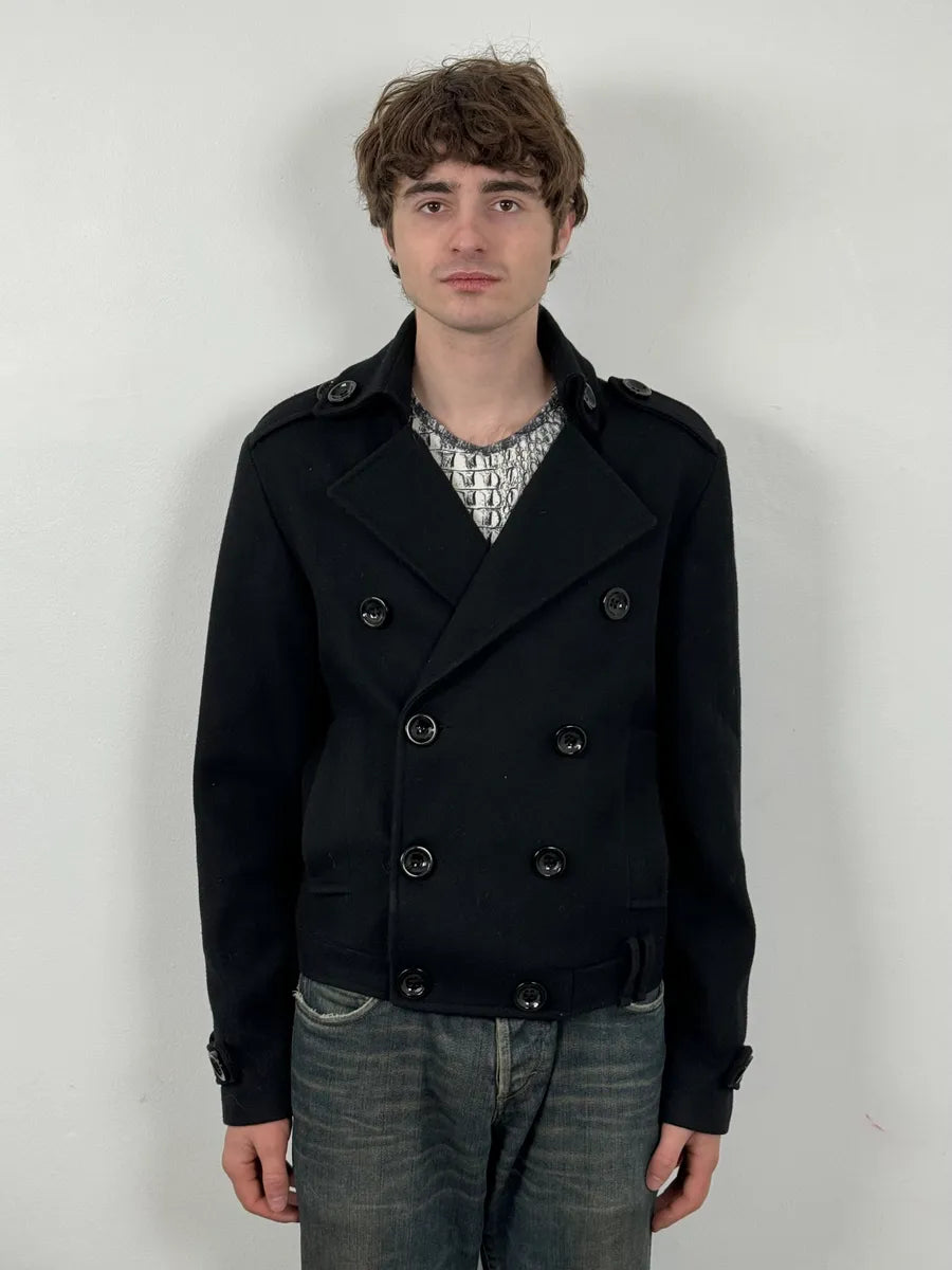 Takeshy Kurosawa Black Buttoned Officer Caban Jacket WUgOIHX 1