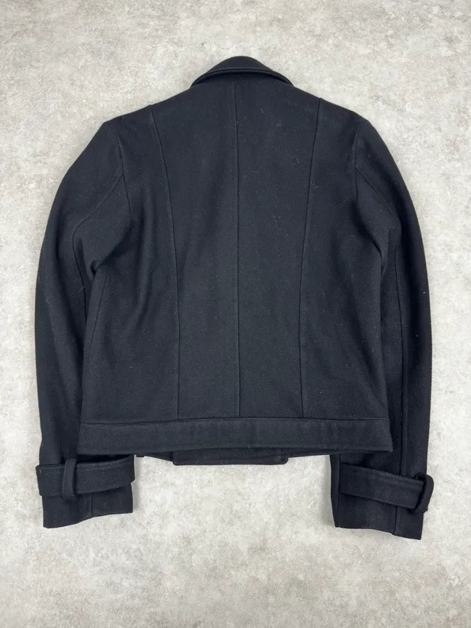 Takeshy Kurosawa Black Buttoned Officer Caban Jacket WUgOIHX 3