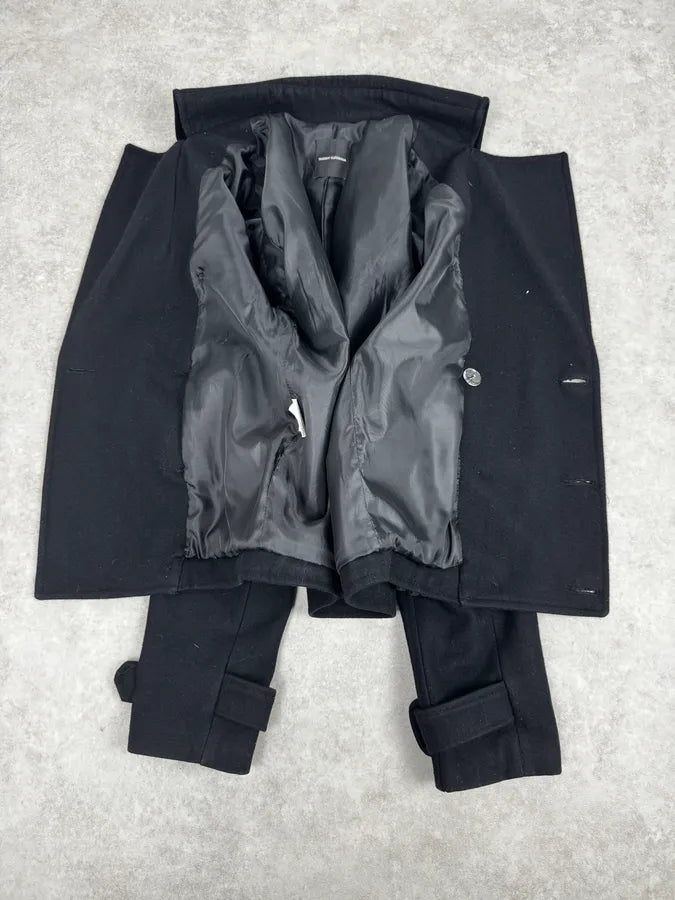 Takeshy Kurosawa Black Buttoned Officer Caban Jacket WUgOIHX 6