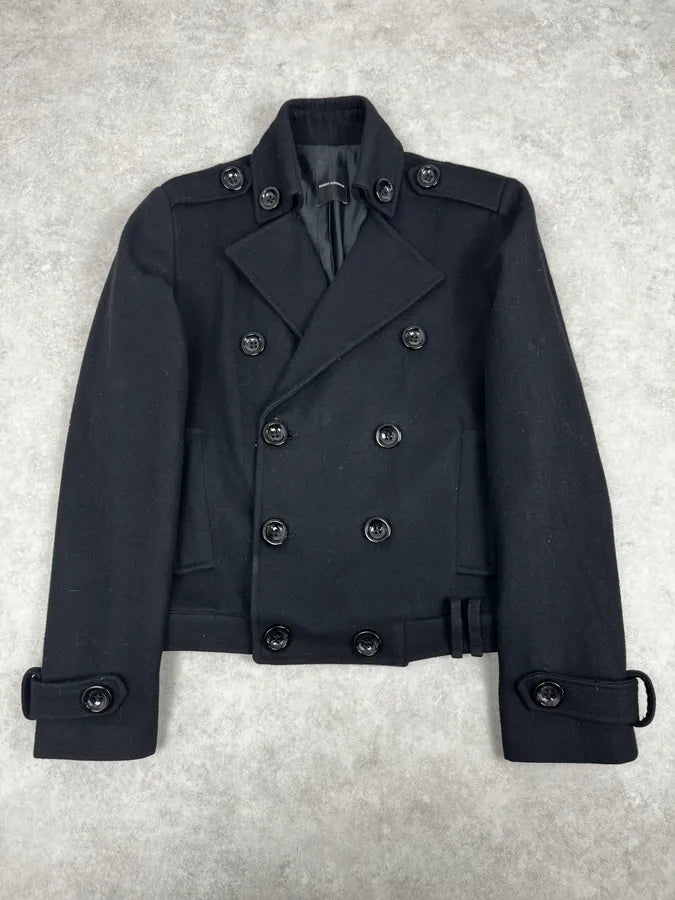 Takeshy Kurosawa Black Buttoned Officer Caban Jacket WUgOIHX 0