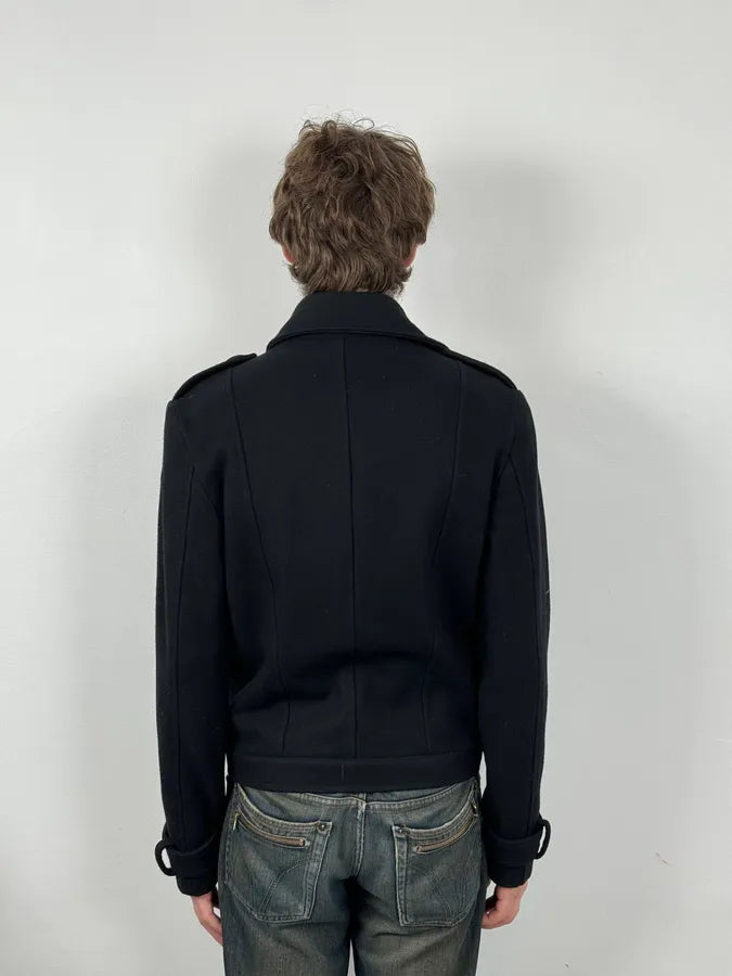 Takeshy Kurosawa Black Buttoned Officer Caban Jacket WUgOIHX 2