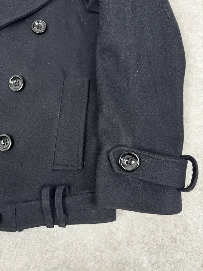 Takeshy Kurosawa Black Buttoned Officer Caban Jacket WUgOIHX 7