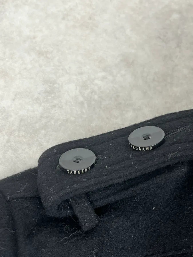 Takeshy Kurosawa Black Wool Minimalist Japanese Jacket xBsVRvP 8