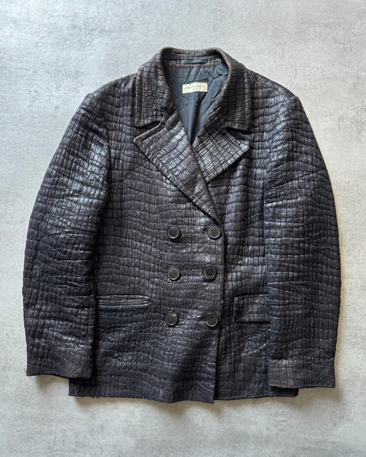 Dries Van Noten Black Crocodile Effect Smooth Blazer (S) - 1