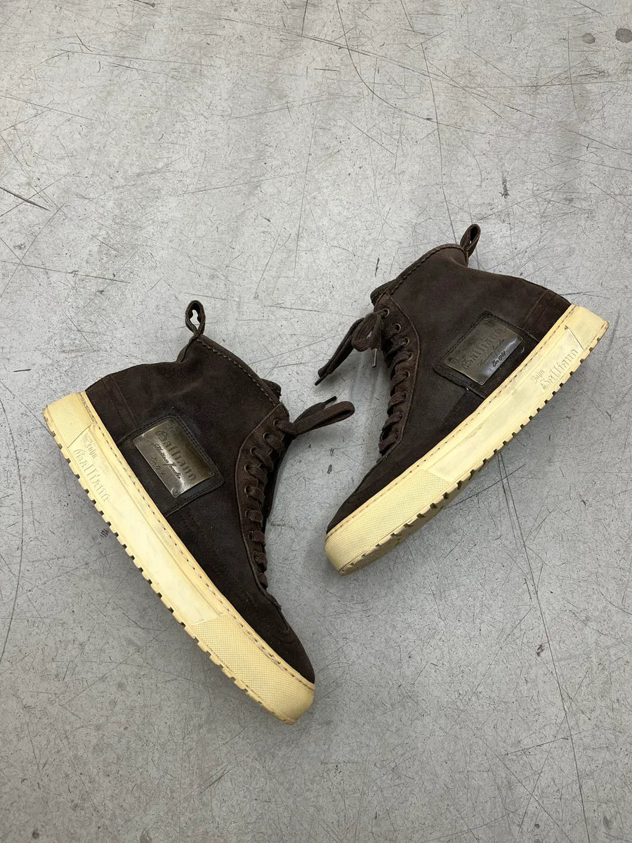John Galliano Brown Suede Logo Sneakers tbSqcTTA 1