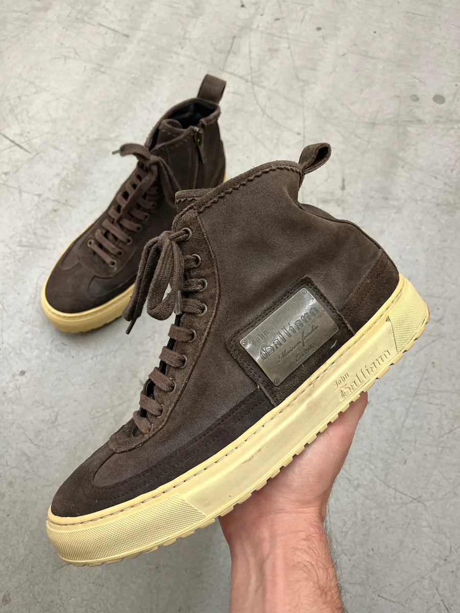 John Galliano Brown Suede Logo Sneakers tbSqcTTA 0