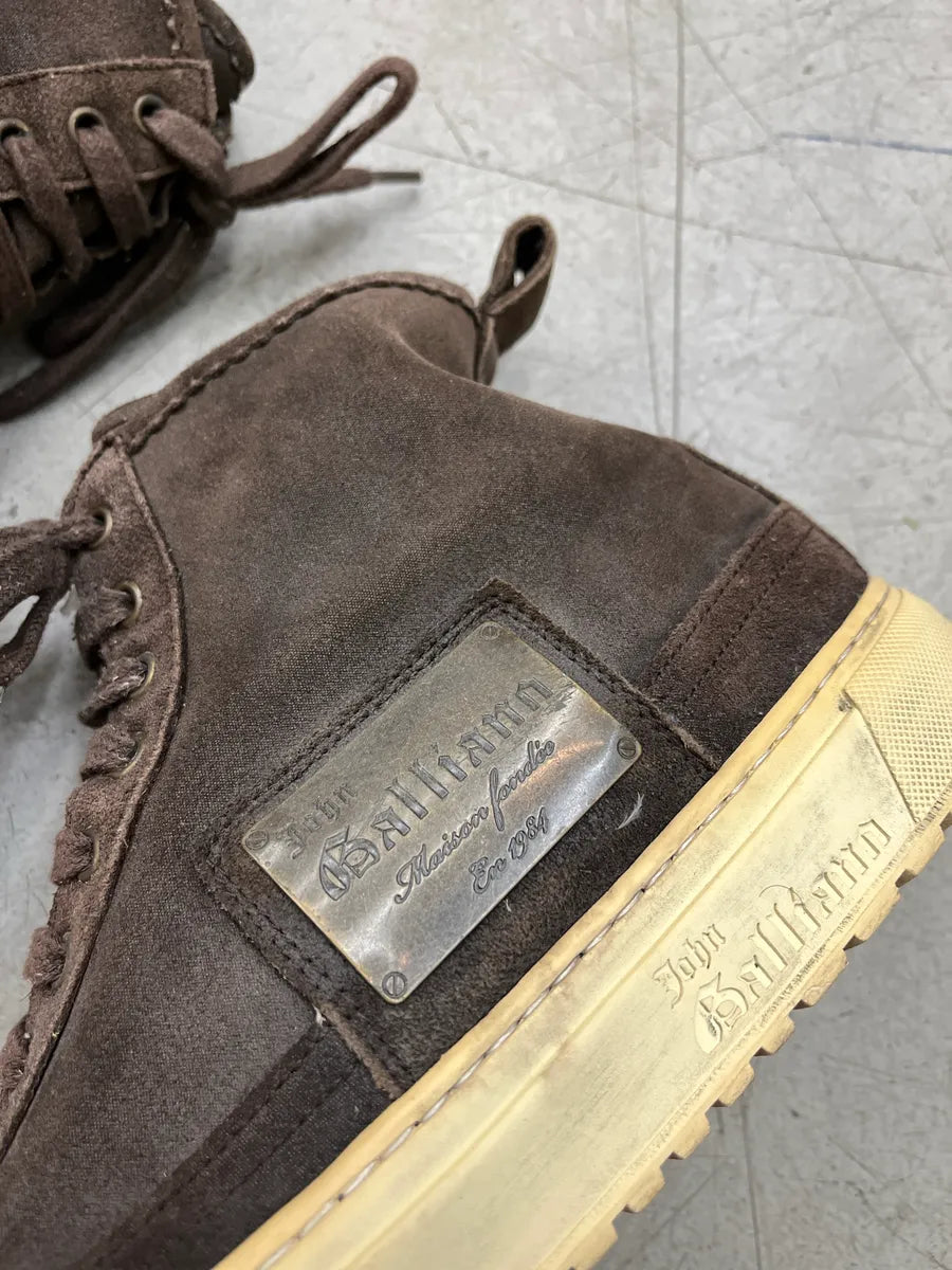 John Galliano Brown Suede Logo Sneakers tbSqcTTA 3