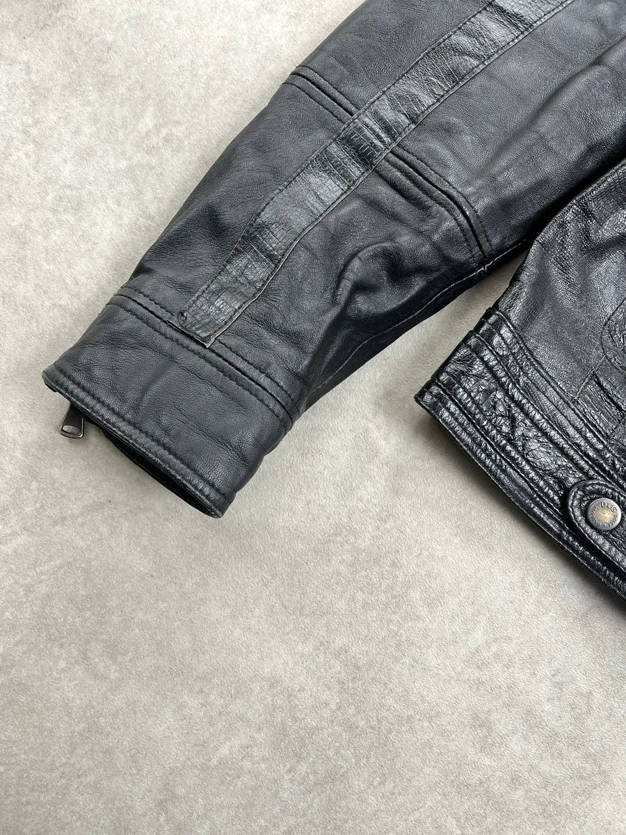 SS2005 Dolce & Gabbana Multi-Zip Lizard Embossed Black Leather Jacket cbsSggLT 6