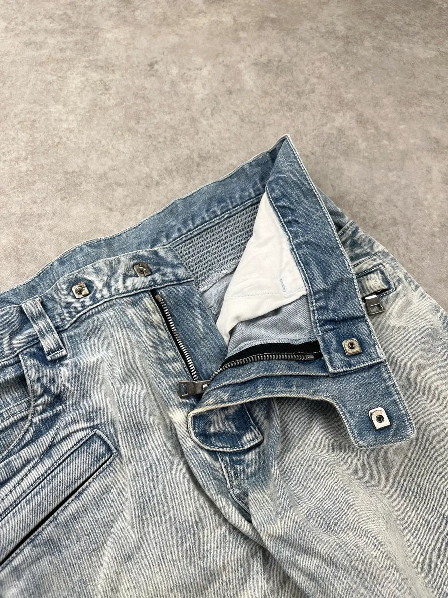SS2015 Balmain Denim Biker Light Slim Blue Denim Jeans yITmOZKT 8