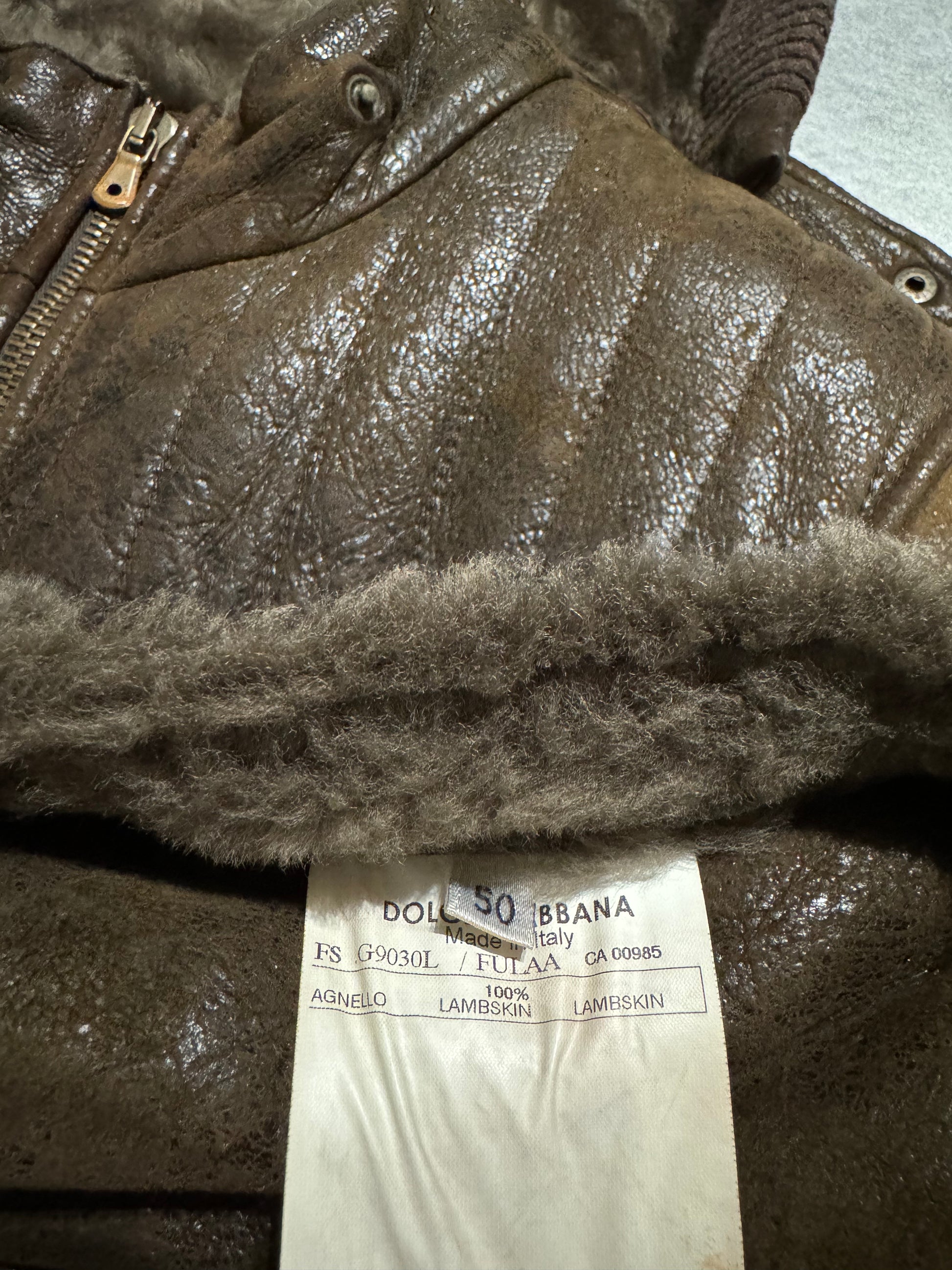 2010s Dolce & Gabbana Rabbit Brown Lamb Leather Cristal Jacket  (M/L) - 10