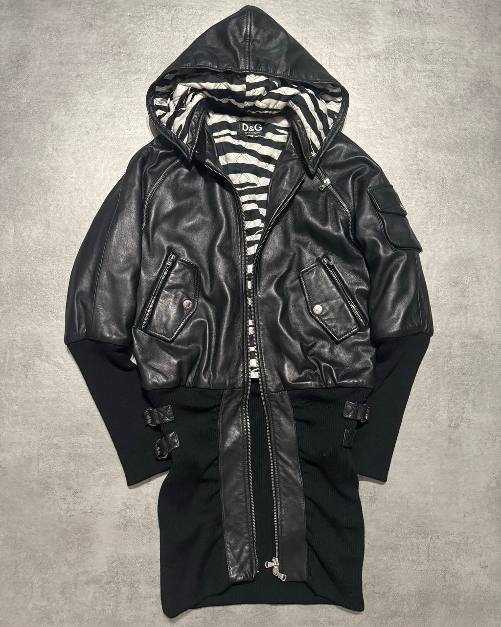 AW2003 Dolce & Gabbana Black Multi Zips Hooded Bondage Jacket   (XS/S) - 1