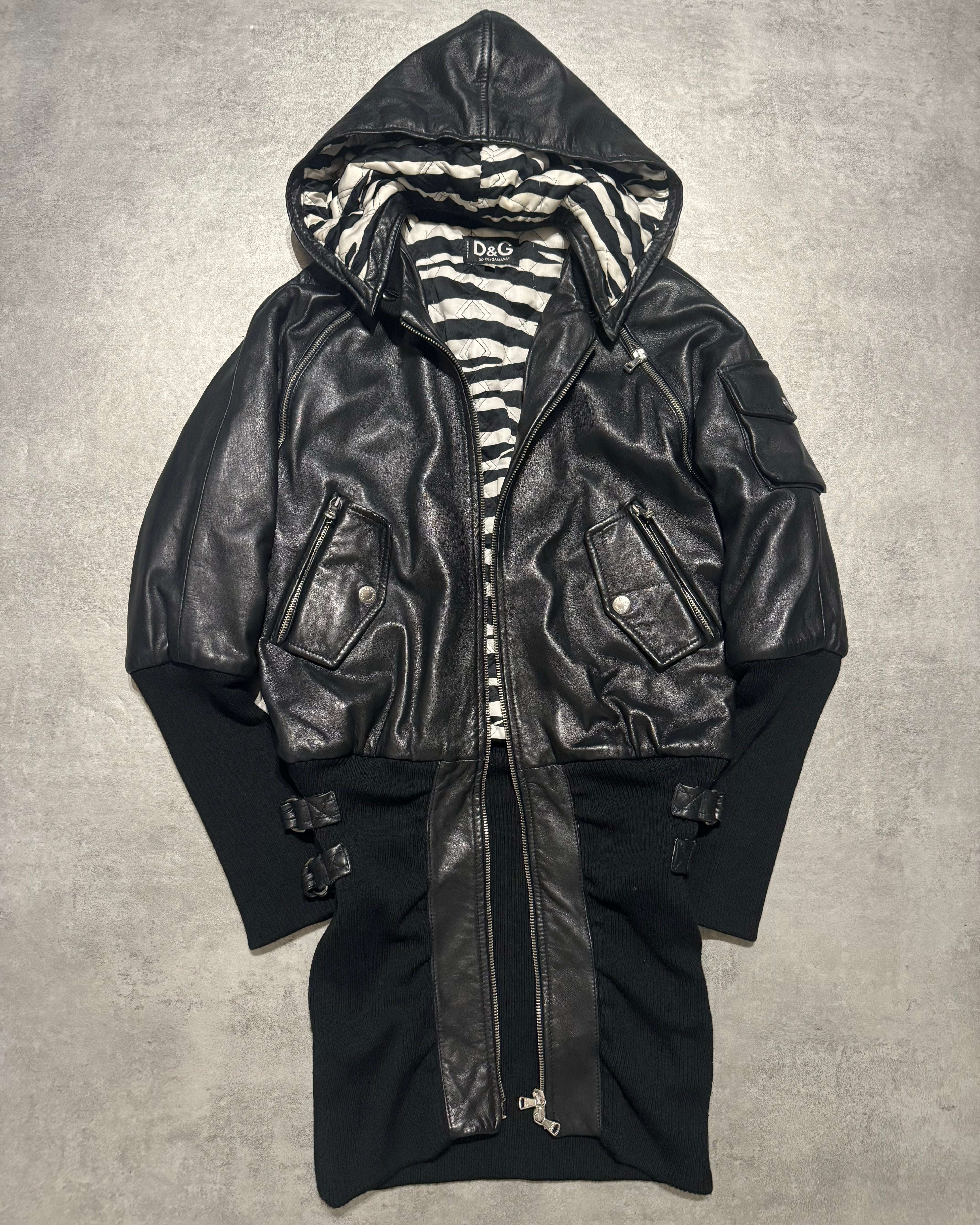 AW2003 Dolce & Gabbana Black Multi Zips Hooded Bondage Jacket   (XS/S) - 1