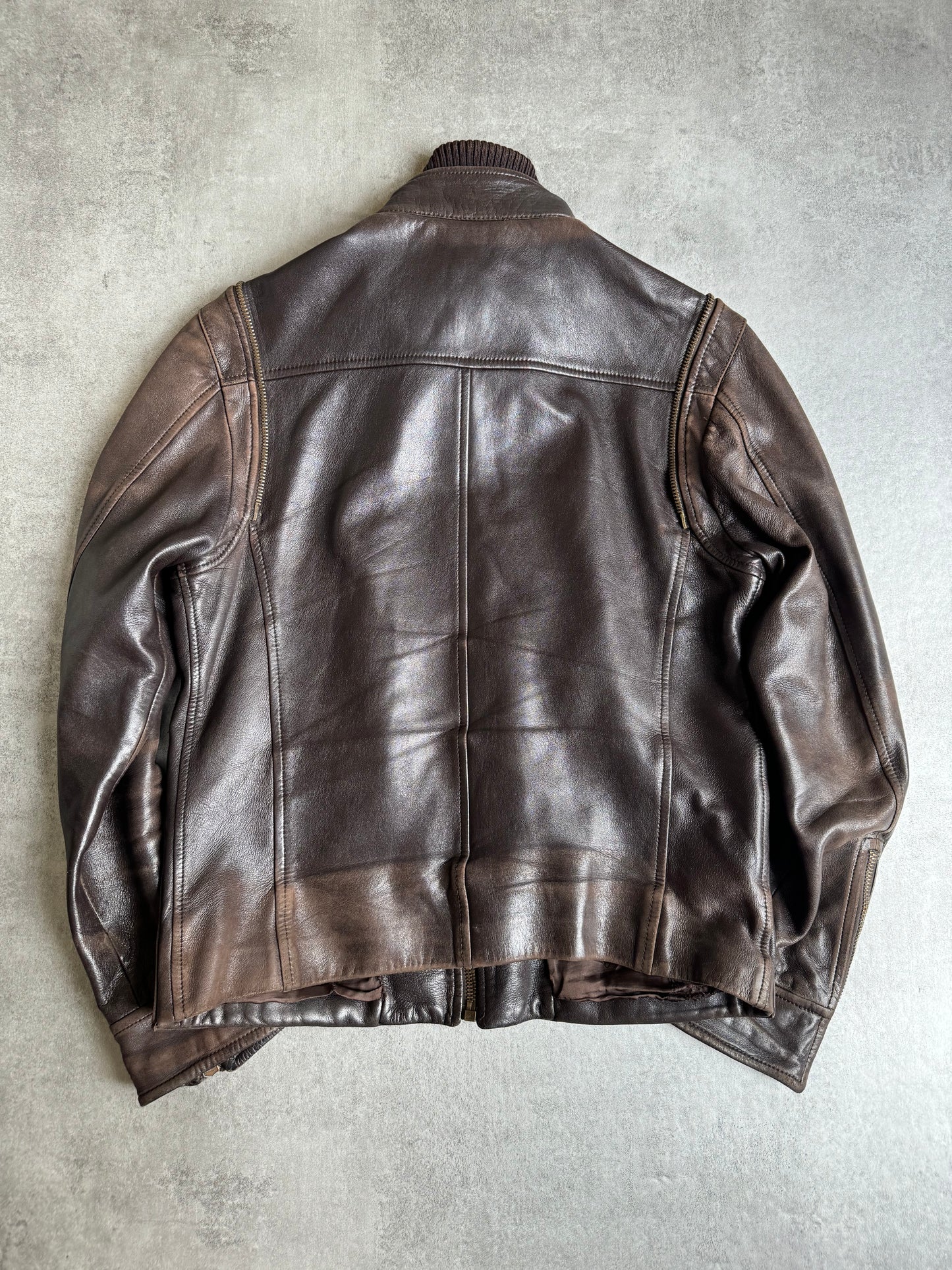 AW2004 Dolce & Gabbana Brown 2 in 1 Detachable Leather Jacket (M) - 6