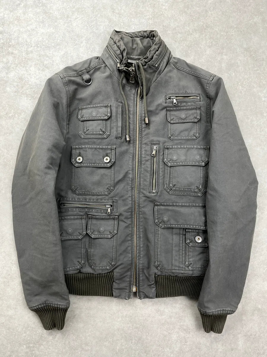 AW2003 Dolce & Gabbana Dark Grey Sherpa Lined Multi-Pocket Jacket tfllUAet 0