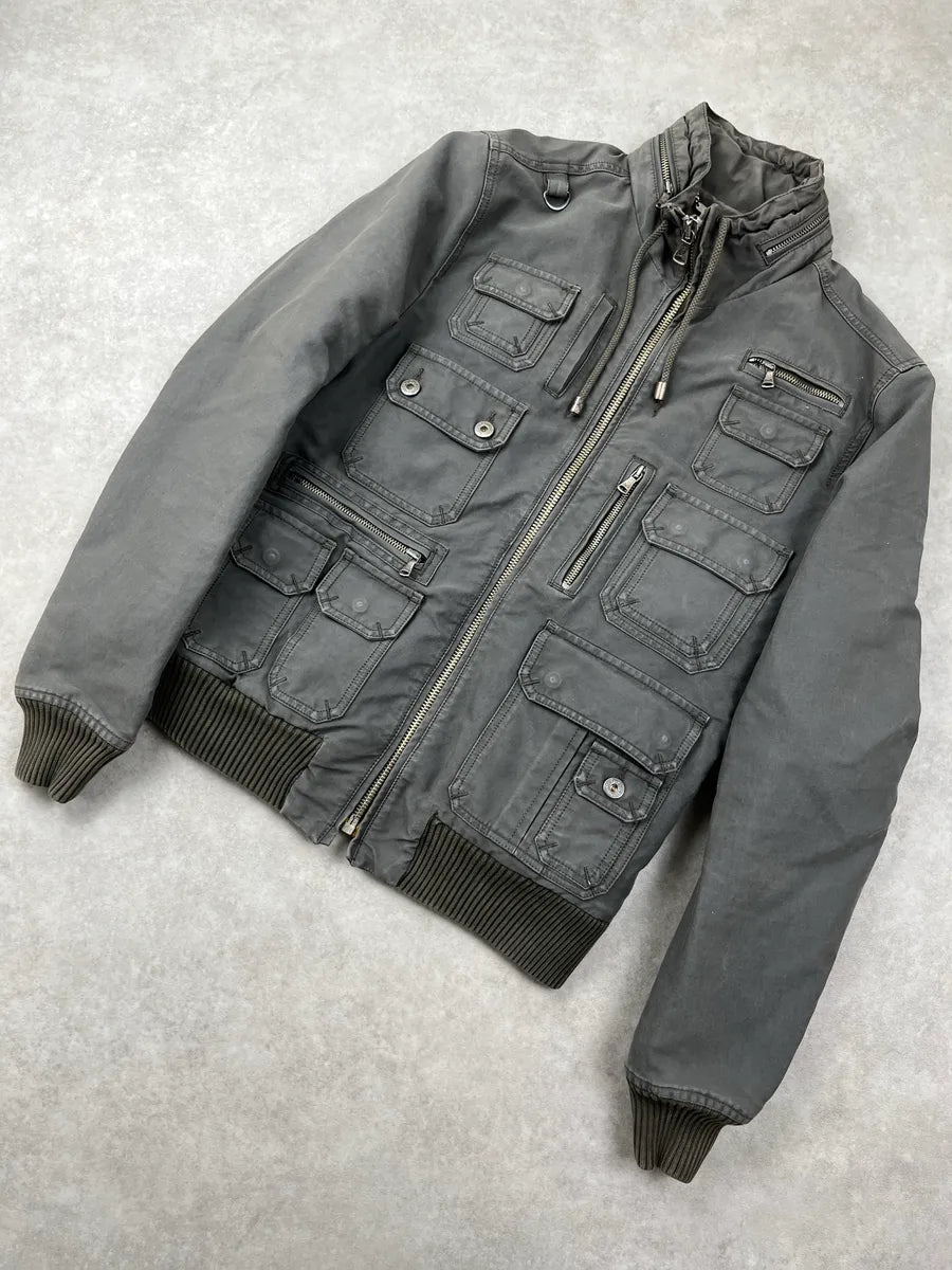 AW2003 Dolce & Gabbana Dark Grey Sherpa Lined Multi-Pocket Jacket tfllUAet 7