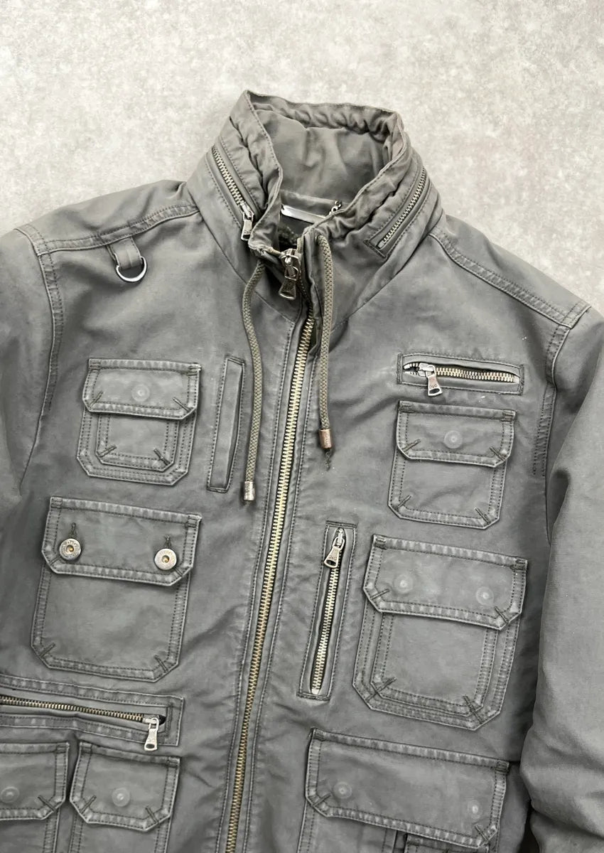 AW2003 Dolce & Gabbana Dark Grey Sherpa Lined Multi-Pocket Jacket tfllUAet 9