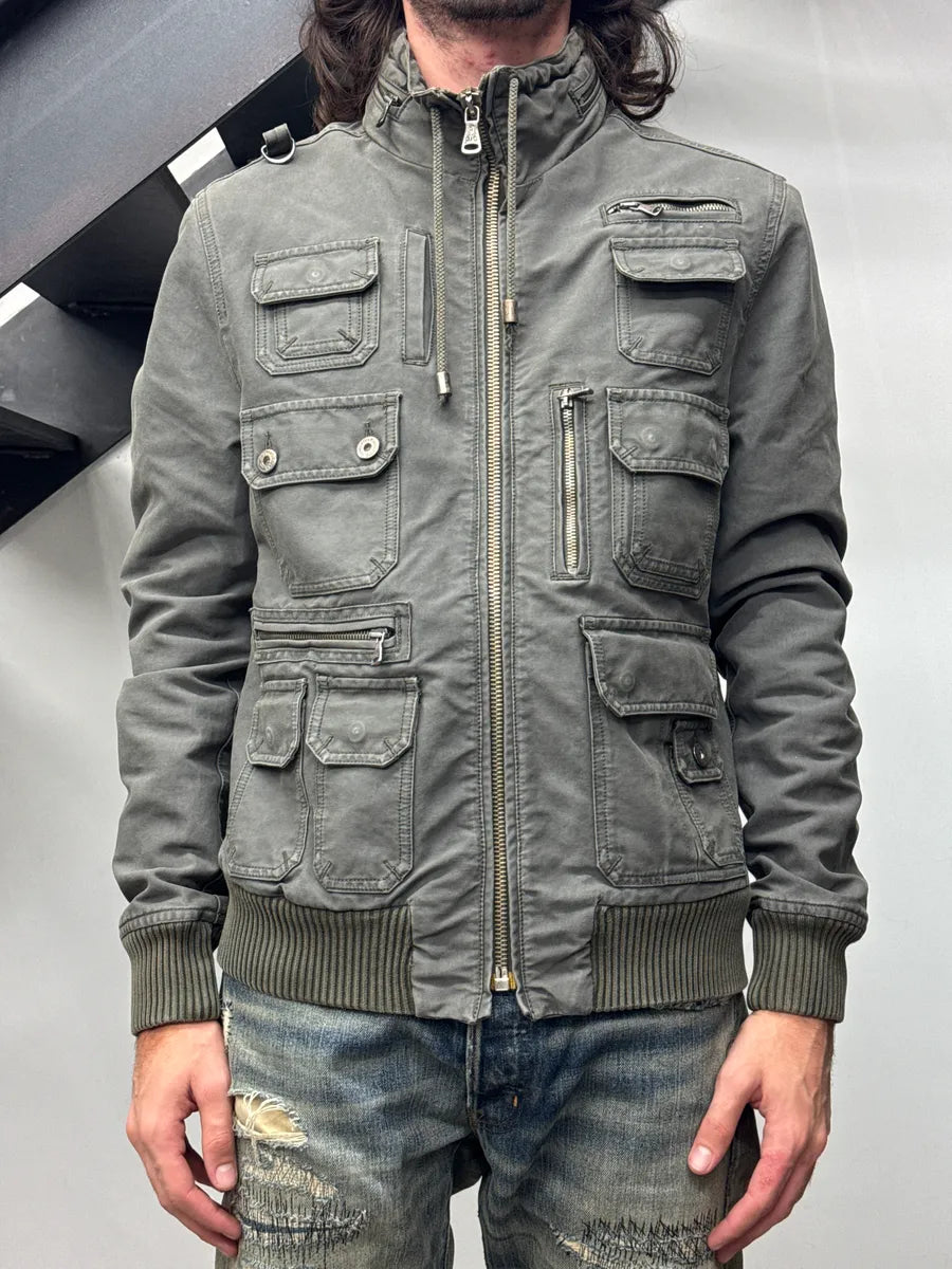 AW2003 Dolce & Gabbana Dark Grey Sherpa Lined Multi-Pocket Jacket tfllUAet 1
