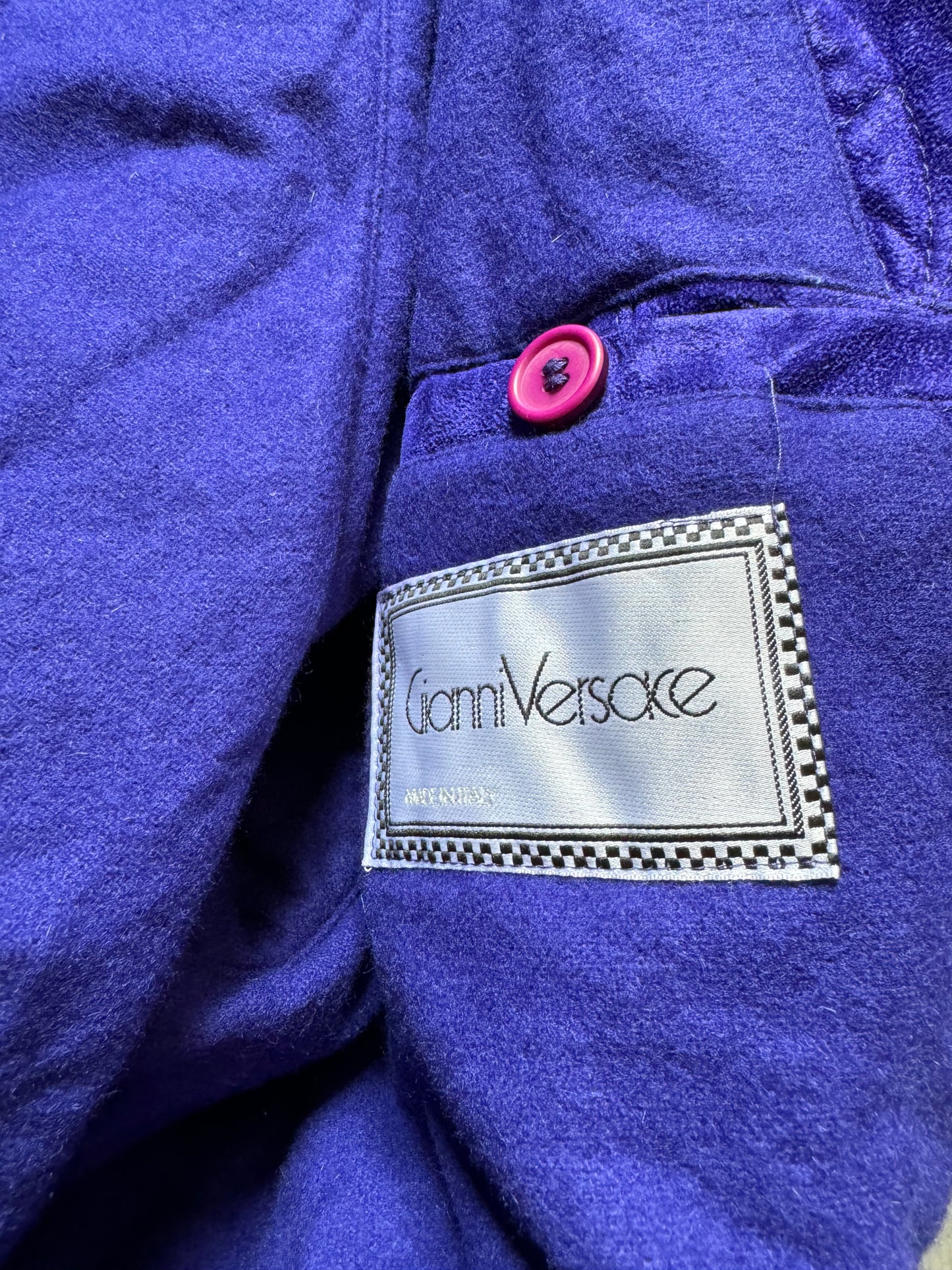 1980s Gianni Versace Blue Royal Bomber Hooded Jacket (M) - 9