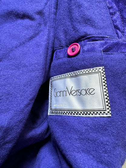 1980s Gianni Versace Blue Royal Bomber Hooded Jacket (M) - 9