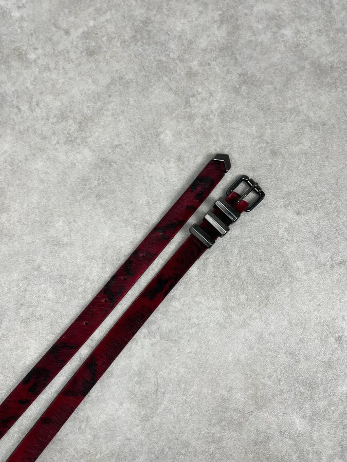 The Kooples Bordeaux Ponyhair Leopard Print Belt OnOIRlu 2