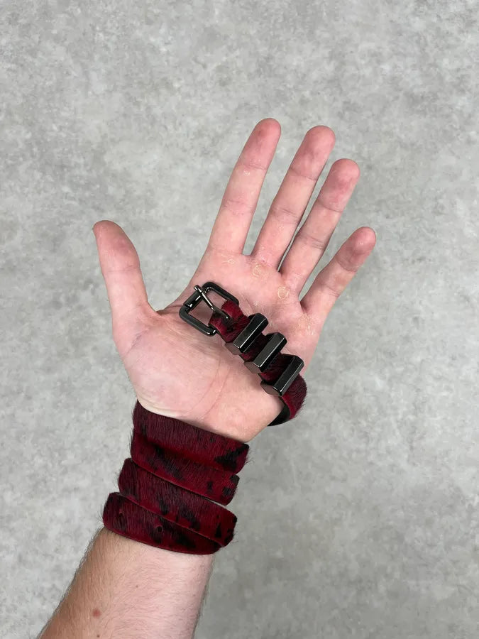 The Kooples Bordeaux Ponyhair Leopard Print Belt OnOIRlu 1