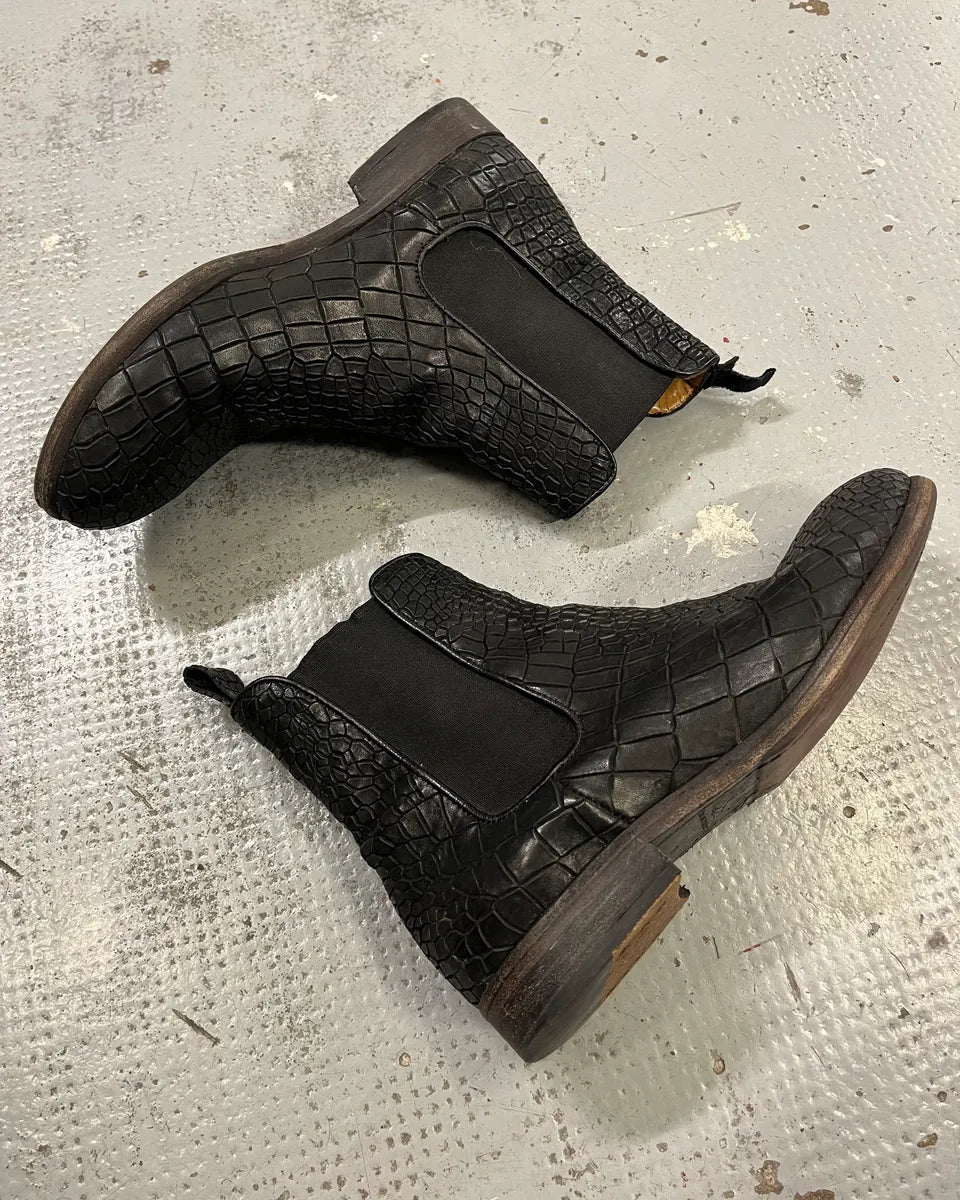 The Last Conspiracy Black Leather Crocodile Embossed Boots jFisqLW 3