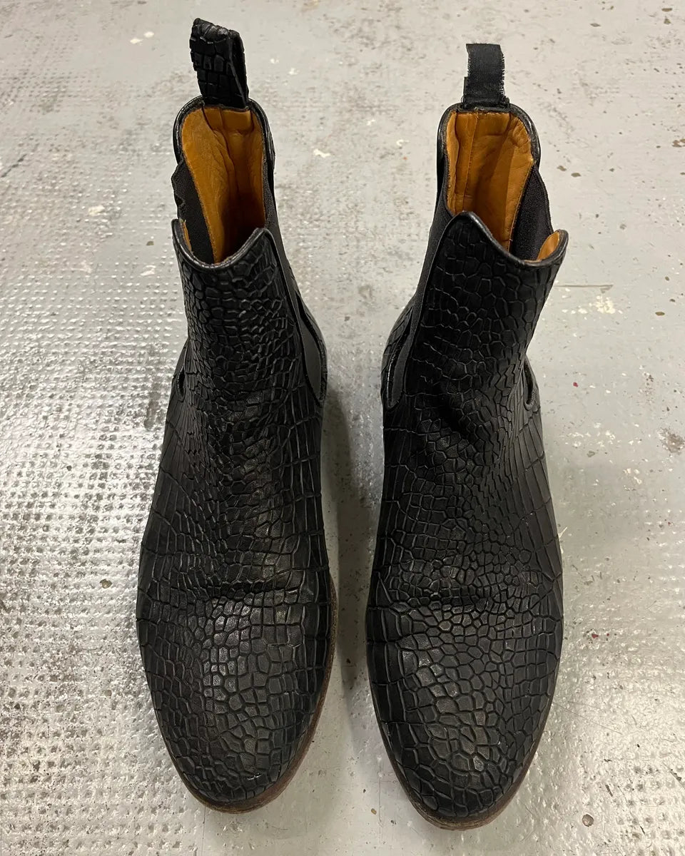 The Last Conspiracy Black Leather Crocodile Embossed Boots jFisqLW 5