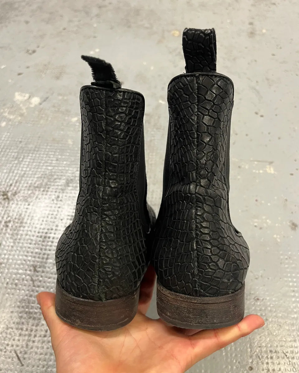 The Last Conspiracy Black Leather Crocodile Embossed Boots jFisqLW 6