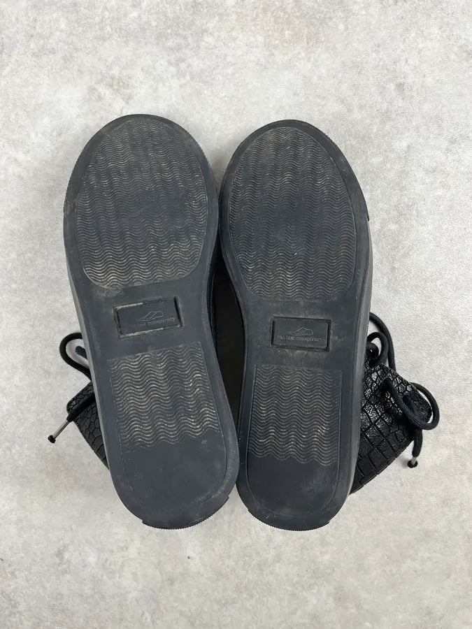 The Last Conspiracy Black Leather Crocodile Embossed High Sneakers CGiZOxM 6