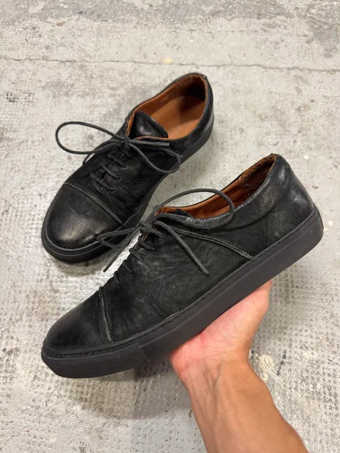 The Last Conspiracy Black Leather Low Top Sneakers mPMBntH 3
