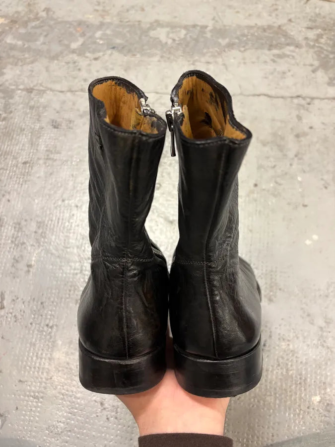 The Last Conspiracy Black Leather Side Zip Boots lCoUjks 8