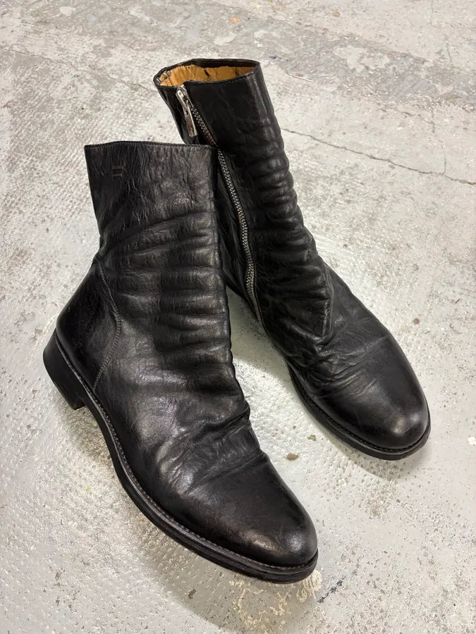 The Last Conspiracy Black Leather Side Zip Boots lCoUjks 6