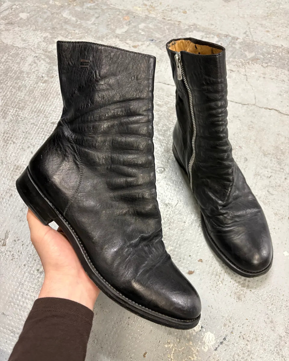 The Last Conspiracy Black Leather Side Zip Boots lCoUjks 0