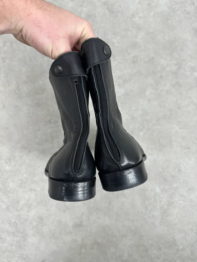 The Last Conspiracy Black Woven Leather Contemporary Pleated Boots moKnaor 7