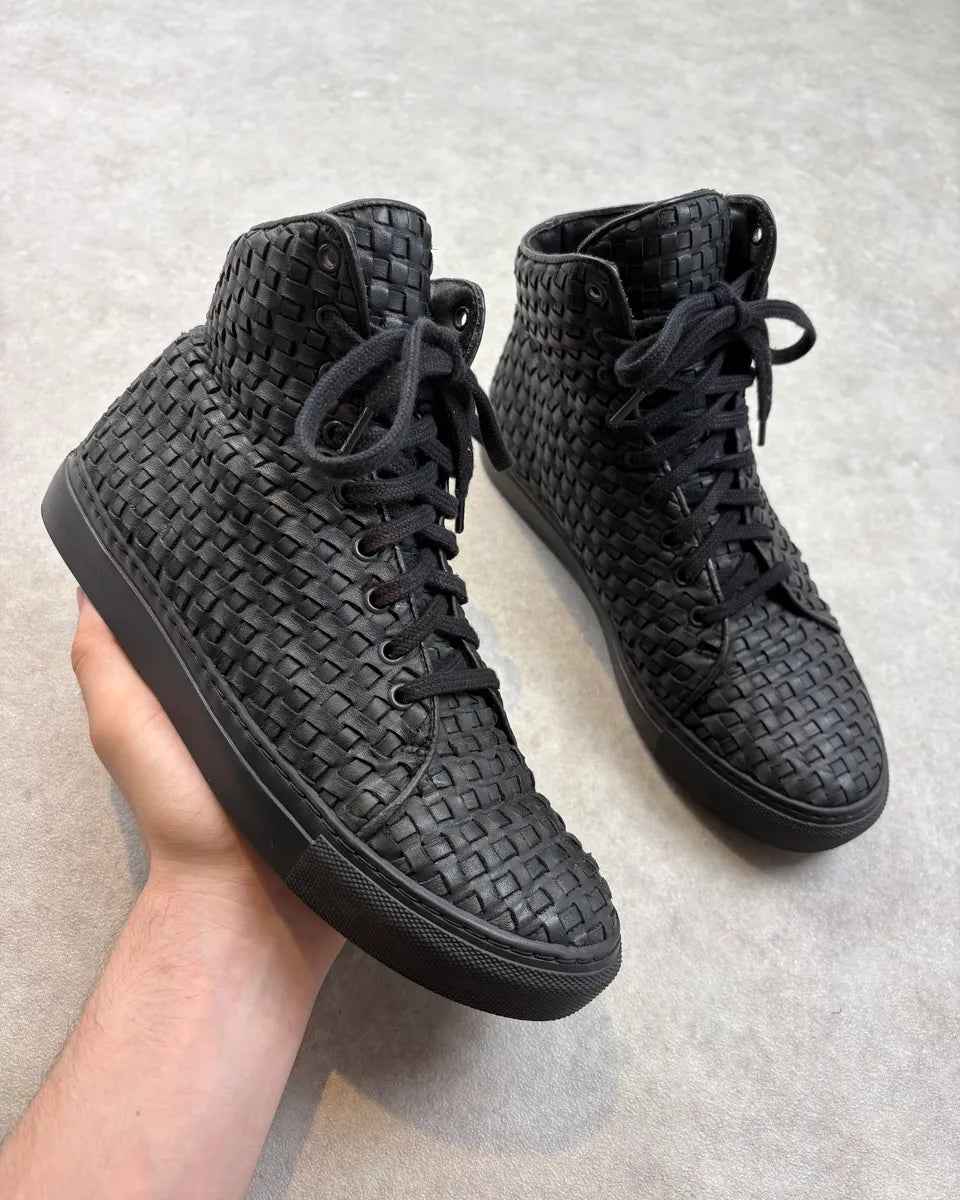 The Last Conspiracy Black Woven Leather High Sneakers VxisqZZ 0