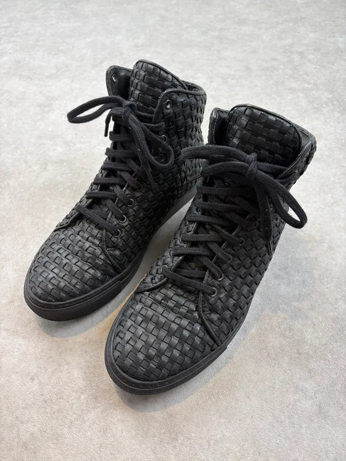 The Last Conspiracy Black Woven Leather High Sneakers VxisqZZ 2