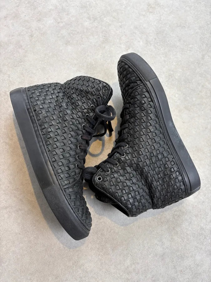 The Last Conspiracy Black Woven Leather High Sneakers VxisqZZ 4