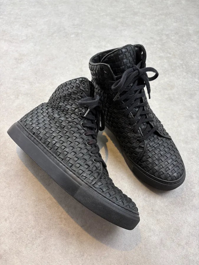 The Last Conspiracy Black Woven Leather High Sneakers VxisqZZ 5