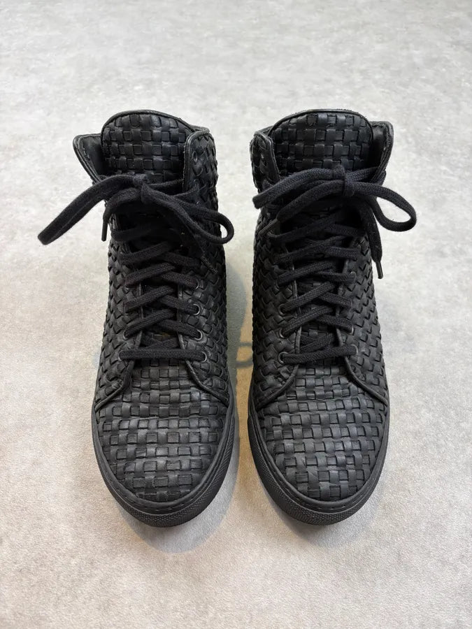 The Last Conspiracy Black Woven Leather High Sneakers VxisqZZ 1