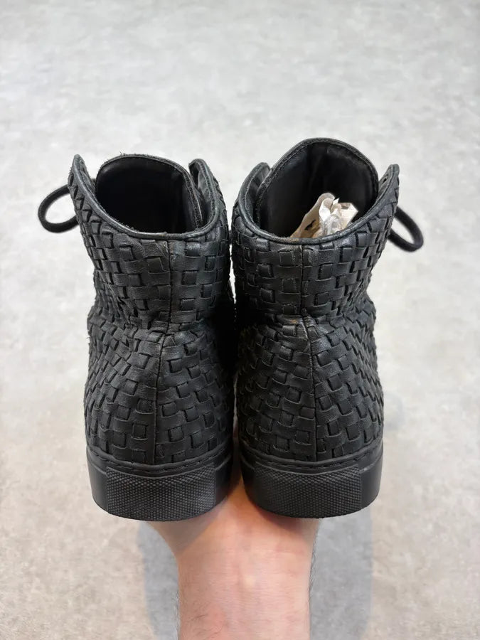 The Last Conspiracy Black Woven Leather High Sneakers VxisqZZ 6