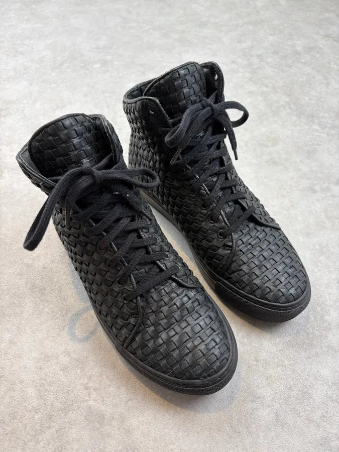 The Last Conspiracy Black Woven Leather High Sneakers VxisqZZ 3