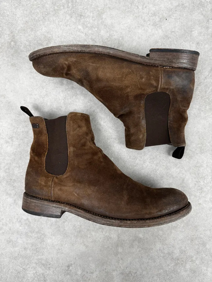 The Last Conspiracy Brown Eroded Suede Chelsea Boots OQDTkQv 1