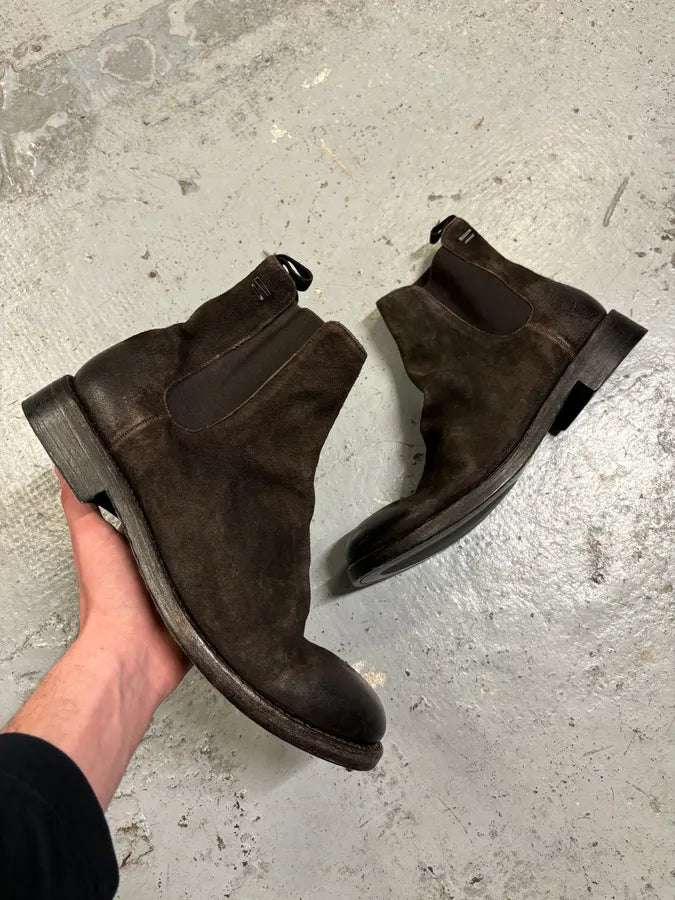 The Last Conspiracy Brown Eroded Suede Leather Chelsea Boots DyBjoMr 0