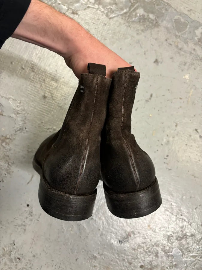 The Last Conspiracy Brown Eroded Suede Leather Chelsea Boots DyBjoMr 10