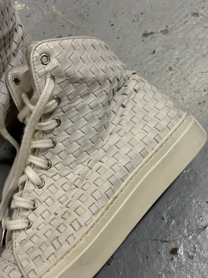 The Last Conspiracy Cream Leather Woven High-Top Sneakers ysuEqWS 7