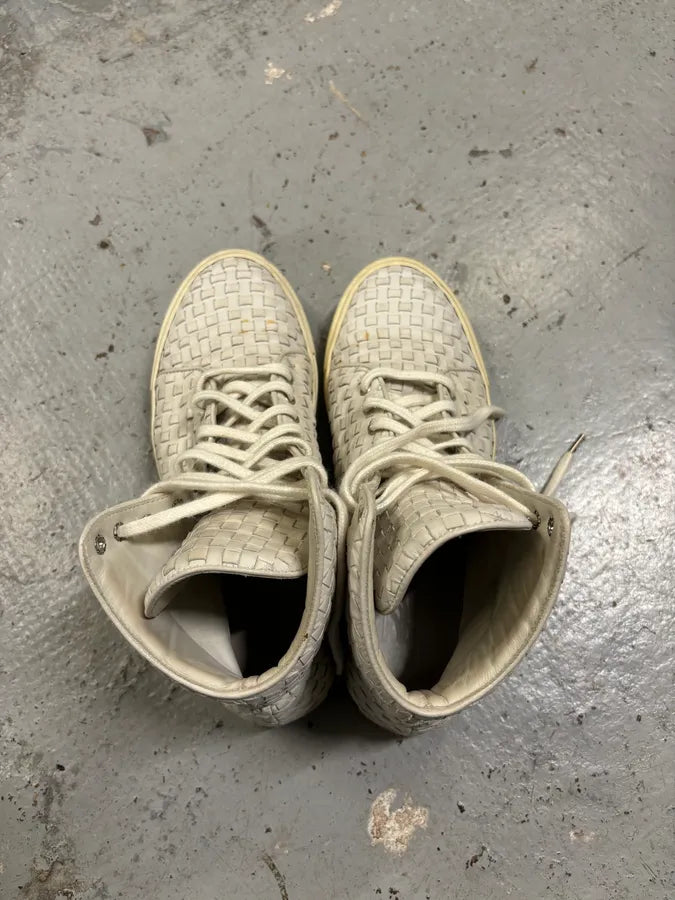 The Last Conspiracy Cream Leather Woven High-Top Sneakers ysuEqWS 4