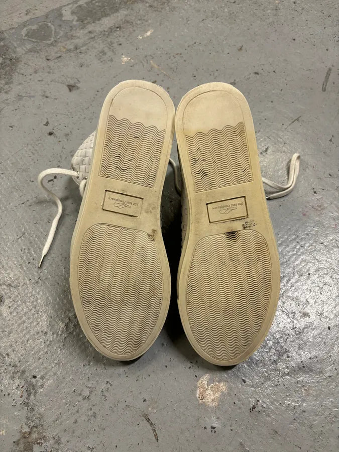 The Last Conspiracy Cream Leather Woven High-Top Sneakers ysuEqWS 12